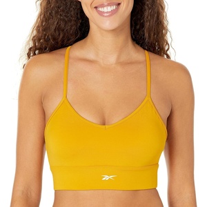 image:imageReebok Workout Ready Tri Back Padded BraBright OchreSmall White Logo
