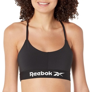 image:imageReebok Workout Ready Tri Back Padded BraNight BlackWhite LogoCross Back