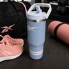 image:imageReebok 32 oz Insulated Steel Tumbler with Handle amp Straw Lid Blue  Leakproof Cupholder Friendly Keeps Cold 24 Hours BPA FreeBlue