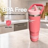 image:imageReebok 32 oz Insulated Steel Tumbler with Handle amp Straw Lid Blue  Leakproof Cupholder Friendly Keeps Cold 24 Hours BPA FreePink