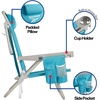 image:imageReebok 5Position Reclining Steel Frame Beach Chair Portable Foldable Backpack Lounge Chair with Pillow Cup Holder and Side Pocket LagoonAqua Blue