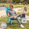 image:imageReebok 5Position Reclining Steel Frame Beach Chair Portable Foldable Backpack Lounge Chair with Pillow Cup Holder and Side Pocket LagoonAqua Blue
