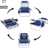 image:imageReebok 5Position Reclining Steel Frame Beach Chair Portable Foldable Backpack Lounge Chair with Pillow Cup Holder and Side Pocket LagoonBlue Stripe