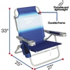 image:imageReebok 5Position Reclining Steel Frame Beach Chair Portable Foldable Backpack Lounge Chair with Pillow Cup Holder and Side Pocket LagoonBlue Stripe