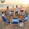 image:imageReebok 5Position Reclining Steel Frame Beach Chair Portable Foldable Backpack Lounge Chair with Pillow Cup Holder and Side Pocket LagoonBlue Stripe