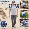 image:imageReebok 5Position Reclining Steel Frame Beach Chair Portable Foldable Backpack Lounge Chair with Pillow Cup Holder and Side Pocket LagoonBlue Stripe