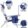 image:imageReebok 5Position Reclining Steel Frame Beach Chair Portable Foldable Backpack Lounge Chair with Pillow Cup Holder and Side Pocket LagoonBlue Stripe