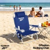 image:imageReebok 5Position Reclining Steel Frame Beach Chair Portable Foldable Backpack Lounge Chair with Pillow Cup Holder and Side Pocket LagoonNavy Blue