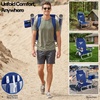 image:imageReebok 5Position Reclining Steel Frame Beach Chair Portable Foldable Backpack Lounge Chair with Pillow Cup Holder and Side Pocket LagoonNavy Blue