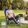 image:imageReebok 5Position Reclining Steel Frame Beach Chair Portable Foldable Backpack Lounge Chair with Pillow Cup Holder and Side Pocket LagoonNavy Blue