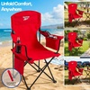 image:imageReebok Folding Quad Camp Chair with Builtin Cooler Cup Holder amp Carry Bag Portable Outdoor Camping Chair for Tailgating Beach Sports amp PatioGreyRed