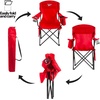 image:imageReebok Folding Quad Camp Chair with Builtin Cooler Cup Holder amp Carry Bag Portable Outdoor Camping Chair for Tailgating Beach Sports amp PatioGreyRed
