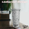 image:imageReebok Lifestyle Premium Terrazzo Texture Reusable Plastic Tumblers with Lid amp Straw  Leak Proof Travel Coffee Mug BPA Free 24 oz Pack of 1 BlackBlack