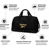 image:imageReebok Lightweight Unisex Carry On Gym Duffle Bag for Men amp Women Sports  Durable WaterResistant Fabric Roomy Compartments Adjustable Shoulder Strap amp Dual Handles Overnight amp Weekend TravelHamilton Black With Gold Logo