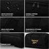 image:imageReebok Lightweight Unisex Carry On Gym Duffle Bag for Men amp Women Sports  Durable WaterResistant Fabric Roomy Compartments Adjustable Shoulder Strap amp Dual Handles Overnight amp Weekend TravelHamilton Black With Gold Logo