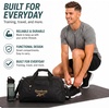 image:imageReebok Lightweight Unisex Carry On Gym Duffle Bag for Men amp Women Sports  Durable WaterResistant Fabric Roomy Compartments Adjustable Shoulder Strap amp Dual Handles Overnight amp Weekend TravelHamilton Black With Gold Logo