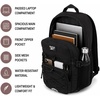 image:imageReebok Travel Backpack Water Resistant Everyday Bag with Laptop Sleeve  Padded Back Panel Adjustable Straps Front Zip Pocket Side Mesh Pockets Durable Nylon Build Easycare FabricBristol Black