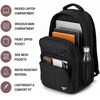 image:imageReebok Travel Backpack Water Resistant Everyday Bag with Laptop Sleeve  Padded Back Panel Adjustable Straps Front Zip Pocket Side Mesh Pockets Durable Nylon Build Easycare FabricKasey Black