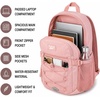 image:imageReebok Travel Backpack Water Resistant Everyday Bag with Laptop Sleeve  Padded Back Panel Adjustable Straps Front Zip Pocket Side Mesh Pockets Durable Nylon Build Easycare FabricBristol Smoky Rose