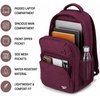 image:imageReebok Travel Backpack Water Resistant Everyday Bag with Laptop Sleeve  Padded Back Panel Adjustable Straps Front Zip Pocket Side Mesh Pockets Durable Nylon Build Easycare FabricKasey Grape Wine