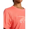 image:imageReebok Womens Big Logo 100 Cotton Lightweight Crewneck TShirt Relaxed FitSunset Coral  Metallic Outline