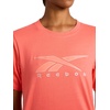image:imageReebok Womens Big Logo 100 Cotton Lightweight Crewneck TShirt Relaxed FitSunset Coral  Metallic Outline