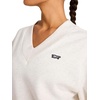 image:imageReebok Womens Collegiate Vneck Sweatshirt Standard Fit Midweight Cottonpoly FabricVector Chalk Heather