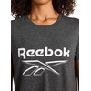 image:imageReebok Womens Crewneck TShirt Standard Fit Lightweight Stretch Poly Soft Jersey FabBlack Heather