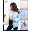 image:imageReebok Womens Heavyweight Quilted Puffer Parka Faux Fur Lined with Pockets  Wide Hood and Tall Collar Block Wind on Snowy Commutes Storm Placket Seals Out Chill Dependable Warmth for TripsSoft Blue