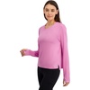 image:imageReebok Womens Long Sleeve Crewneck Top Standard Fit Lightweight Stretch Poly Marled Jersey FabricCrocus Heather