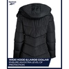 image:imageReebok Womens Puffer Jacket Heavyweight Puffer Coat with Faux Fur Trim Hood  Plush Quilted Insulation for Harsh Weather Stylish Silhouette for Snowstorms or Chilly Walks Snug Everyday WearClassic Black