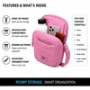 image:imageReebok Womens Quilted Nylon Crossbody Bag Lightweight Cell Phone Purse  Adjustable Comfort Strap Zippered Pockets for Cards Cash amp Keys Roomy or Mini Sizes Work Sports amp TravelDance Mauve Orchid