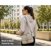 image:imageReebok Womens Small Crossbody Bag Lightweight Nylon Purse Adjustable Strap  Quilted Washed Fabric Roomy Interior with Handy Pockets Wear Over Shoulder or Across Body Great for Daily TravelLeighton Stucco