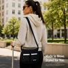 image:imageReebok Womens Small Crossbody Bag Lightweight Nylon Purse Adjustable Strap  Quilted Washed Fabric Roomy Interior with Handy Pockets Wear Over Shoulder or Across Body Great for Daily TravelEve Black