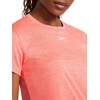 image:imageReebok Womens Small Logo Short Sleeve Crewneck TShirt Lightweight Moisture WickingSunset Coral Heather  Id Train
