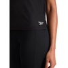 image:imageReebok Womens Tech Short Sleeve Crewneck TShirt Standard Fit Lightweight Stretch Heathered Poly FabricBlack Heather