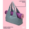 image:imageReebok Womens Tote Bag Lightweight Carry On for Travel Work amp Shopping  DuffelStyle Hybrid Design Full Zipper Closure Elastic Yoga Mat Holder Spacious for Gym Workouts amp CommutesCollete Green
