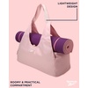 image:imageReebok Womens Tote Bag Lightweight Carry On for Travel Work amp Shopping  DuffelStyle Hybrid Design Full Zipper Closure Elastic Yoga Mat Holder Spacious for Gym Workouts amp CommutesLilith Silver Pink
