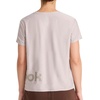 image:imageReebok Womens Wrap Around Wordmark Graphic Crewneck TShirt Standard Fit Lightweight Stretch Poly Marled Jersey FabricOpal Grey Heather