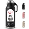 image:imageReebok 32 oz Insulated Stainless Steel Water Bottle with Straw Pink  LeakProof Locking Lid Soft Silicone Spout Clip Handle BPAFreeBlack