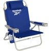 image:imageReebok 5Position Reclining Steel Frame Beach Chair Portable Foldable Backpack Lounge Chair with Pillow Cup Holder and Side Pocket LagoonNavy Blue