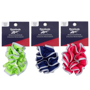 image:imageReebok 2pc Reflective Scrunchie Set  Soft Stretchy amp Trim Hair Scrunchies  Quality Gym Hair Accessories for Active Comfort Athletic Workout Scrunchies Women  Damage FreeMulticolor