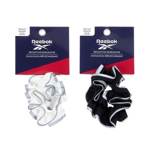 image:imageReebok 2pc Reflective Scrunchie Set  Soft Stretchy amp Trim Hair Scrunchies  Quality Gym Hair Accessories for Active Comfort Athletic Workout Scrunchies Women  Damage FreeBlackWhite