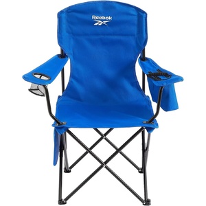 image:imageReebok Folding Quad Camp Chair with Builtin Cooler Cup Holder amp Carry Bag Portable Outdoor Camping Chair for Tailgating Beach Sports amp PatioGreyNavy