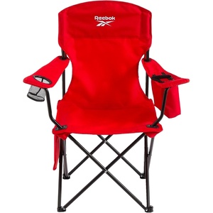image:imageReebok Folding Quad Camp Chair with Builtin Cooler Cup Holder amp Carry Bag Portable Outdoor Camping Chair for Tailgating Beach Sports amp PatioGreyRed