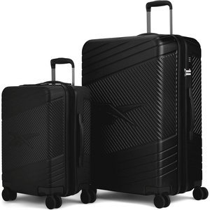 image:imageReebok Go Collection 2 Piece Hard Shell Luggage Set ABSPC Suitcases with 360Degree Spinner Wheels 20 Inch Carry On and 28 Inch Large Bags Includes Shoe Bag Black