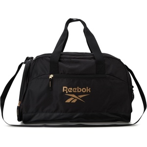 image:imageReebok Lightweight Unisex Carry On Gym Duffle Bag for Men amp Women Sports  Durable WaterResistant Fabric Roomy Compartments Adjustable Shoulder Strap amp Dual Handles Overnight amp Weekend TravelHamilton Black With Gold Logo