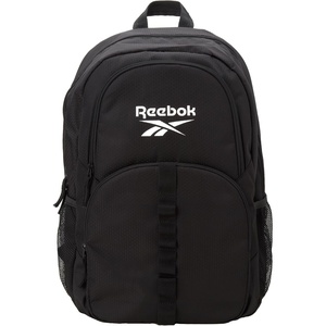 image:imageReebok Travel Backpack Water Resistant Everyday Bag with Laptop Sleeve  Padded Back Panel Adjustable Straps Front Zip Pocket Side Mesh Pockets Durable Nylon Build Easycare FabricSanta Fe BlackWhite