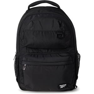image:imageReebok Travel Backpack Water Resistant Everyday Bag with Laptop Sleeve  Padded Back Panel Adjustable Straps Front Zip Pocket Side Mesh Pockets Durable Nylon Build Easycare FabricKasey Black