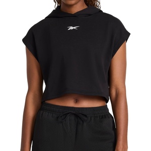 image:imageReebok Womens Basketball Off Court Cropped Hoodie Relaxed Fit Lightweight CottonPoly Performance FabricBlack